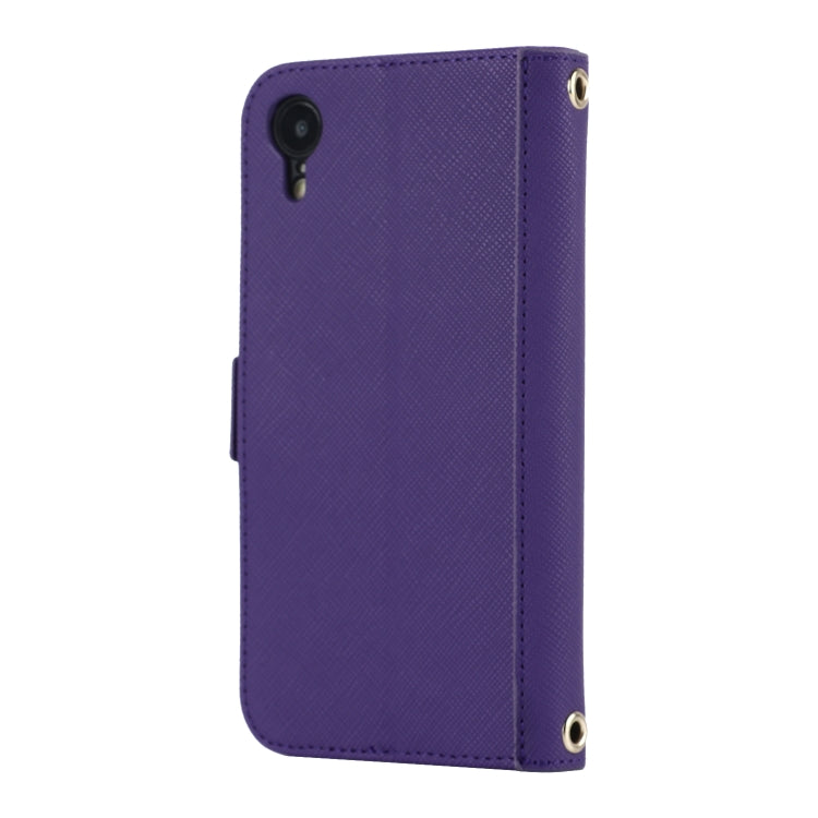 For iPhone XR Cross Texture Lanyard Leather Phone Case