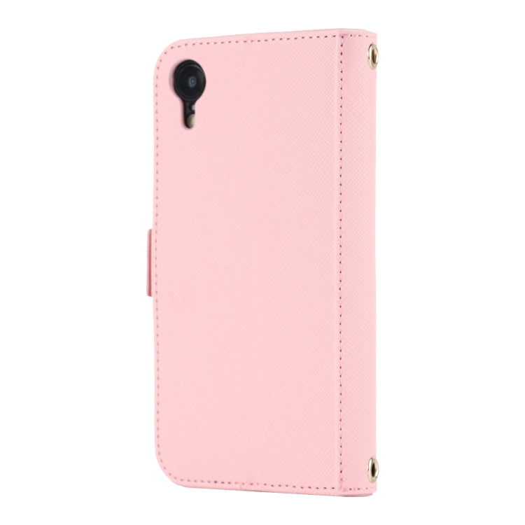 For iPhone XR Cross Texture Lanyard Leather Phone Case