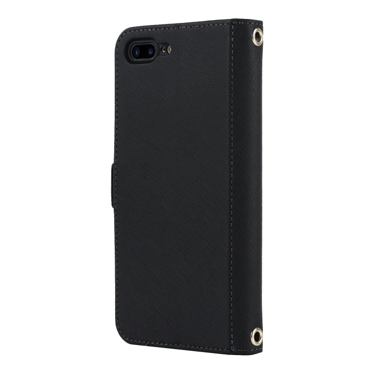 For iPhone 8 Plus / 7 Plus Cross Texture Lanyard Leather Phone Case