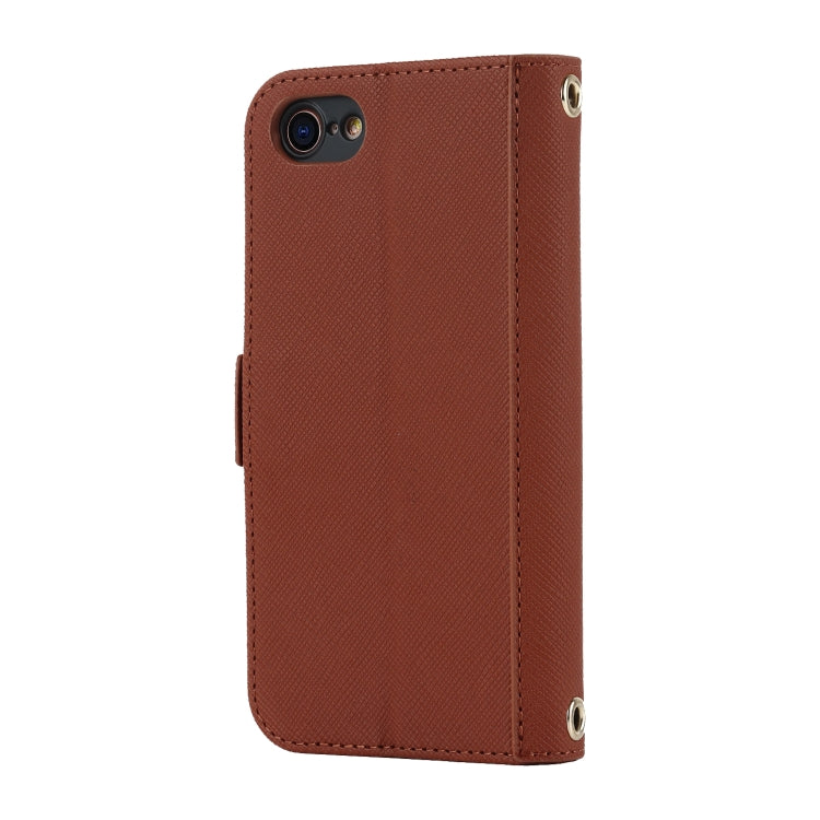 For iPhone SE 2022 / SE 2020 / 8 / 7 Cross Texture Lanyard Leather Phone Case