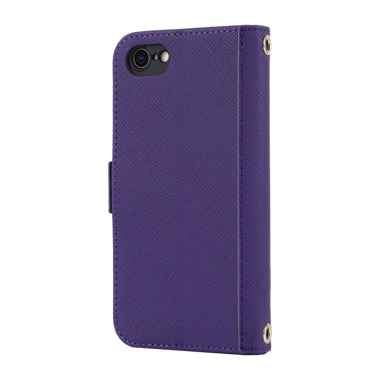 For iPhone SE 2022 / SE 2020 / 8 / 7 Cross Texture Lanyard Leather Phone Case