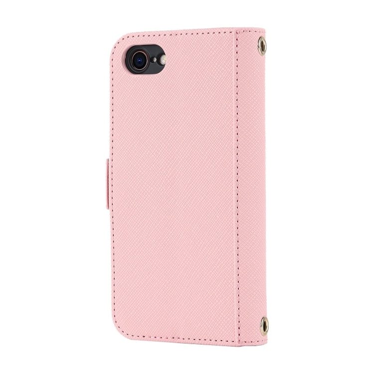 For iPhone SE 2022 / SE 2020 / 8 / 7 Cross Texture Lanyard Leather Phone Case
