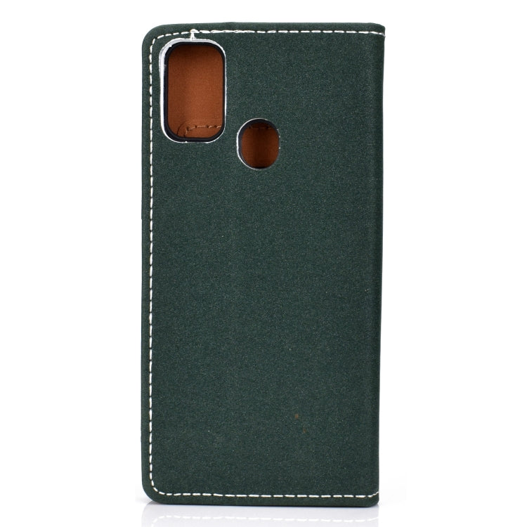 For Galaxy M30s Solid Color Frosted Magnetic Horizontal Flip Leather Case with Card Slots & Holder