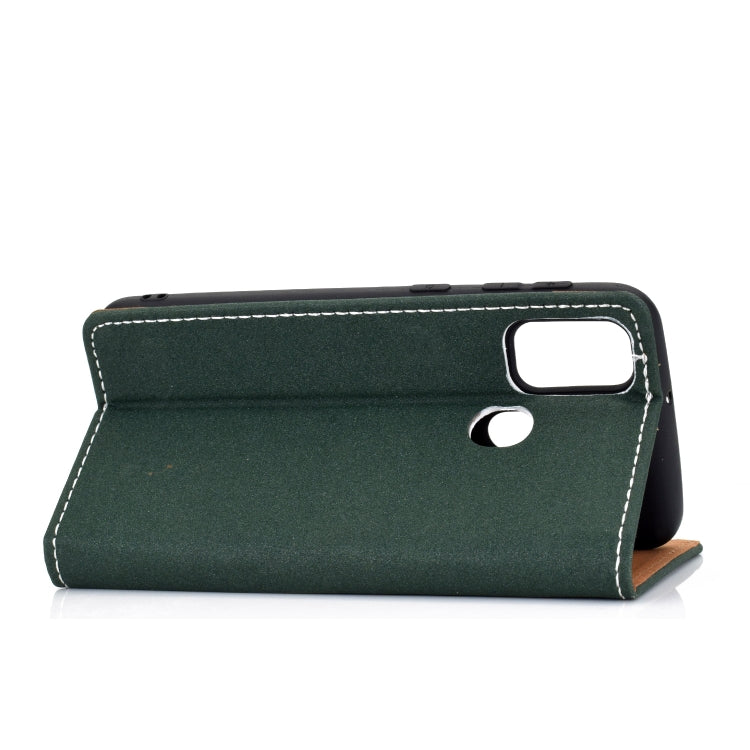 For Galaxy M30s Solid Color Frosted Magnetic Horizontal Flip Leather Case with Card Slots & Holder