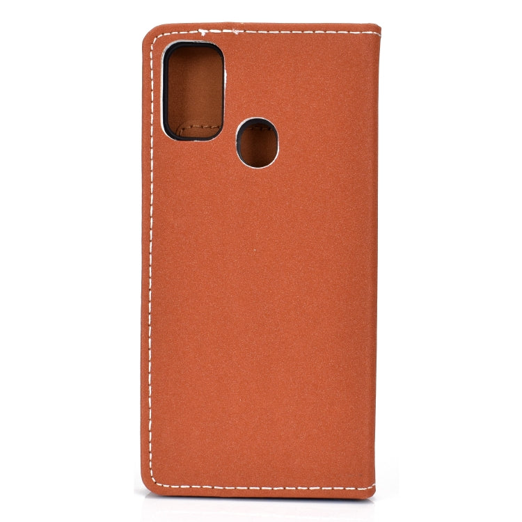 For Galaxy M30s Solid Color Frosted Magnetic Horizontal Flip Leather Case with Card Slots & Holder
