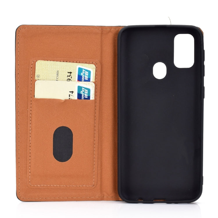 For Galaxy M30s Solid Color Frosted Magnetic Horizontal Flip Leather Case with Card Slots & Holder