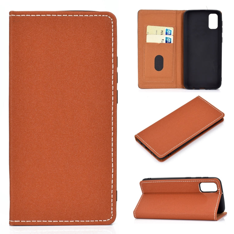 For Galaxy S20 Solid Color Frosted Magnetic Horizontal Flip Leather Case with Card Slots & Holder