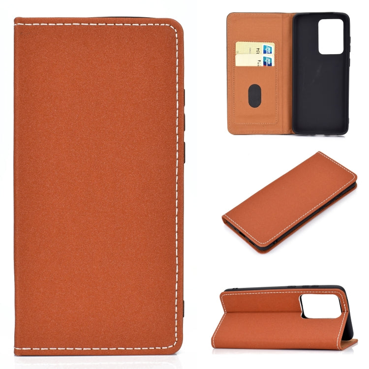 For Galaxy S20 Plus Solid Color Frosted Magnetic Horizontal Flip Leather Case with Card Slots & Holder