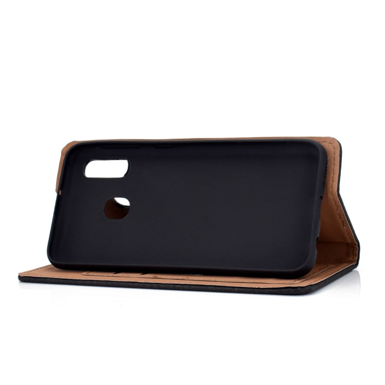 For Galaxy A20e Solid Color Frosted Magnetic Horizontal Flip Leather Case with Card Slots & Holder