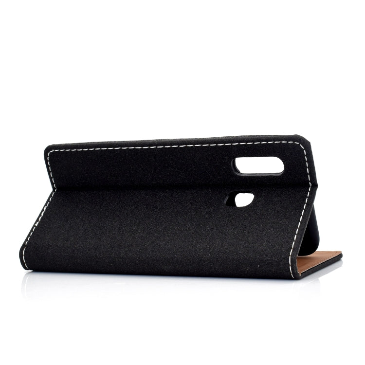 For Galaxy A20e Solid Color Frosted Magnetic Horizontal Flip Leather Case with Card Slots & Holder