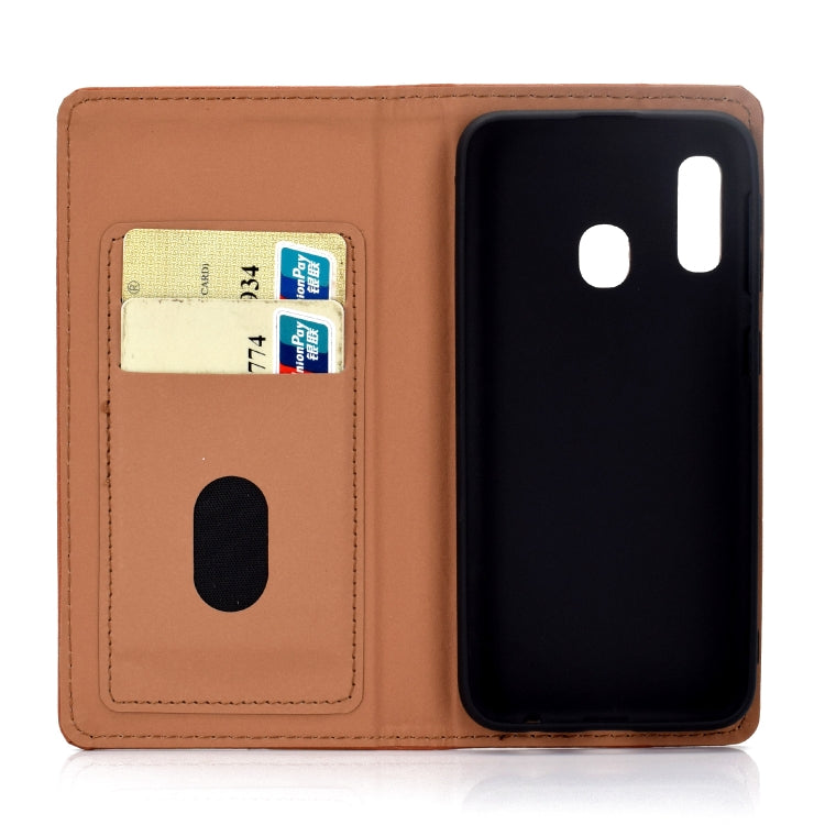 For Galaxy A20e Solid Color Frosted Magnetic Horizontal Flip Leather Case with Card Slots & Holder
