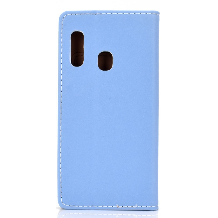 For Galaxy A20e Solid Color Frosted Magnetic Horizontal Flip Leather Case with Card Slots & Holder