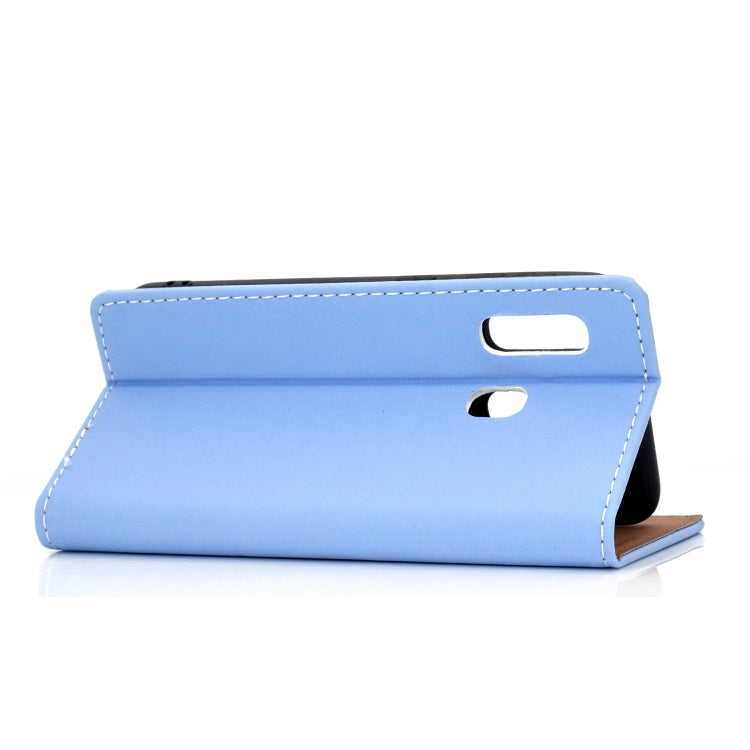For Galaxy A20e Solid Color Frosted Magnetic Horizontal Flip Leather Case with Card Slots & Holder