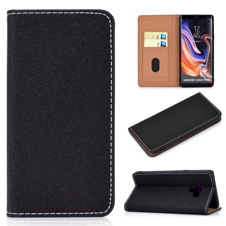 For Galaxy Note9 Solid Color Frosted Magnetic Horizontal Flip Leather Case with Card Slots & Holder