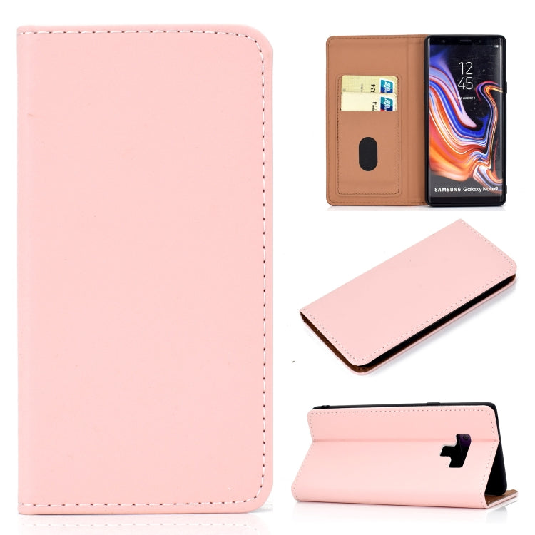 For Galaxy Note9 Solid Color Frosted Magnetic Horizontal Flip Leather Case with Card Slots & Holder