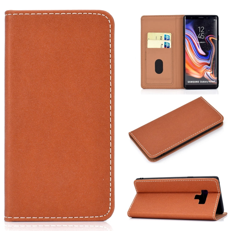 For Galaxy Note9 Solid Color Frosted Magnetic Horizontal Flip Leather Case with Card Slots & Holder