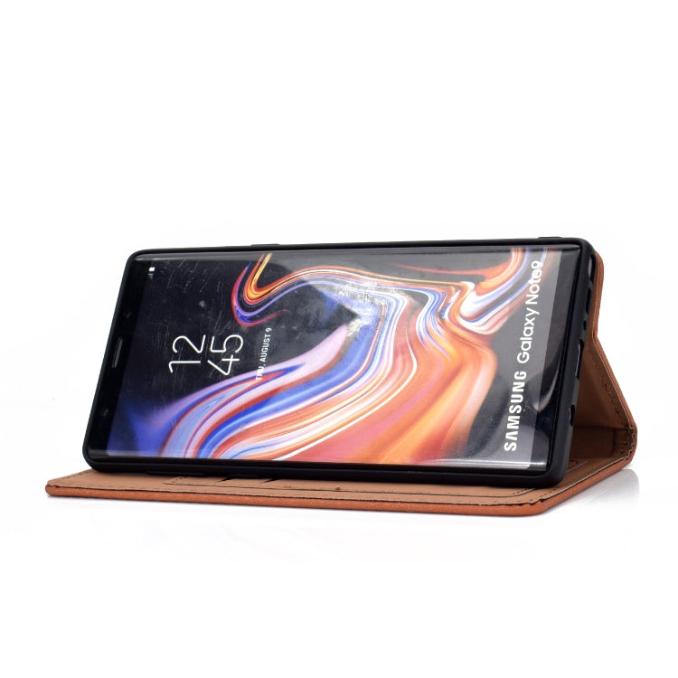 For Galaxy Note9 Solid Color Frosted Magnetic Horizontal Flip Leather Case with Card Slots & Holder