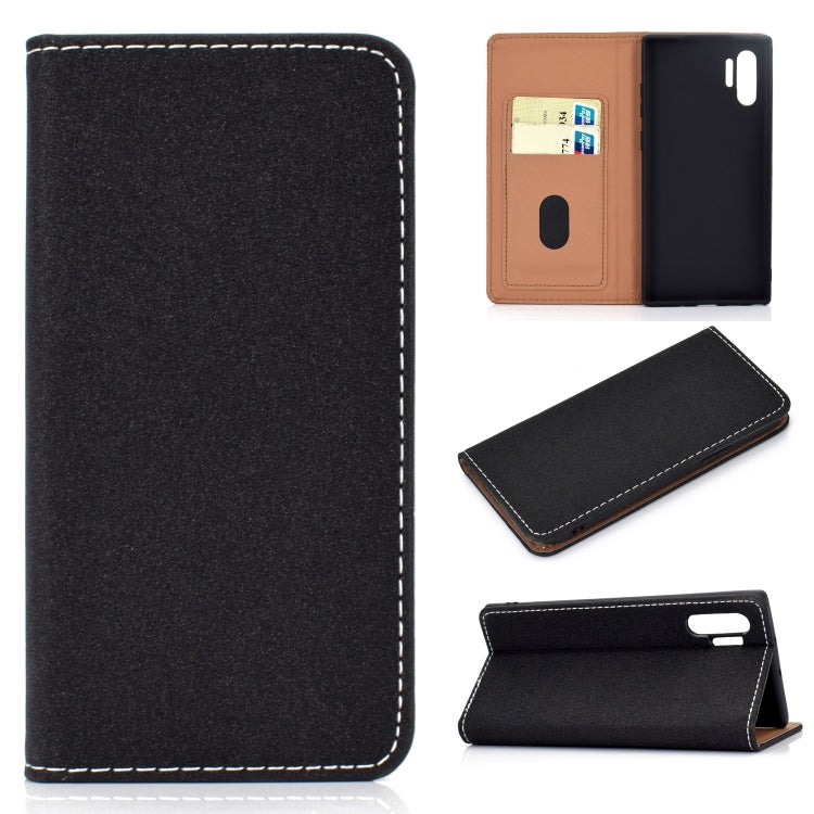 For Galaxy Note 10 Pro Solid Color Frosted Magnetic Horizontal Flip Leather Case with Card Slots & Holder