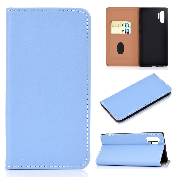 For Galaxy Note 10 Pro Solid Color Frosted Magnetic Horizontal Flip Leather Case with Card Slots & Holder