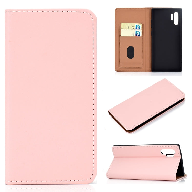 For Galaxy Note 10 Pro Solid Color Frosted Magnetic Horizontal Flip Leather Case with Card Slots & Holder