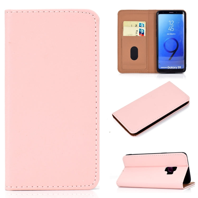 For Galaxy S9 Solid Color Frosted Magnetic Horizontal Flip Leather Case with Card Slots & Holder