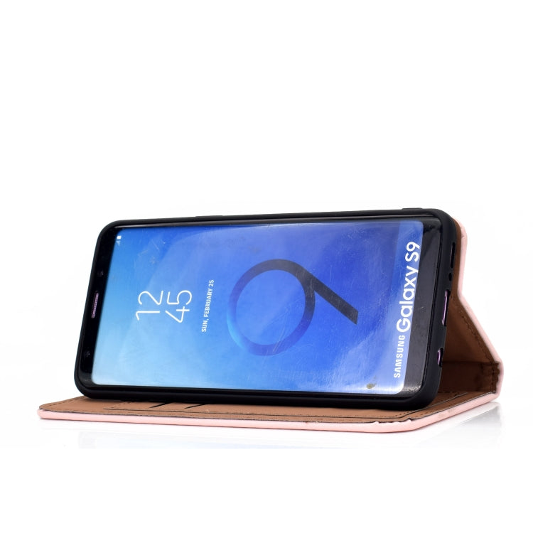 For Galaxy S9 Solid Color Frosted Magnetic Horizontal Flip Leather Case with Card Slots & Holder