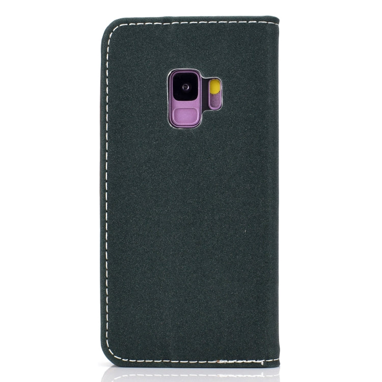 For Galaxy S9 Solid Color Frosted Magnetic Horizontal Flip Leather Case with Card Slots & Holder