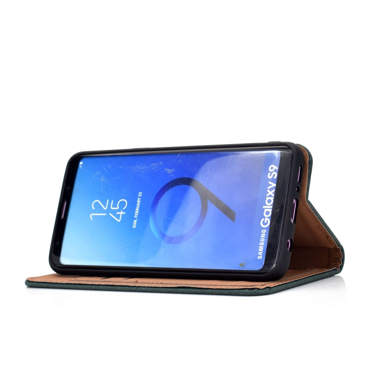 For Galaxy S9 Solid Color Frosted Magnetic Horizontal Flip Leather Case with Card Slots & Holder