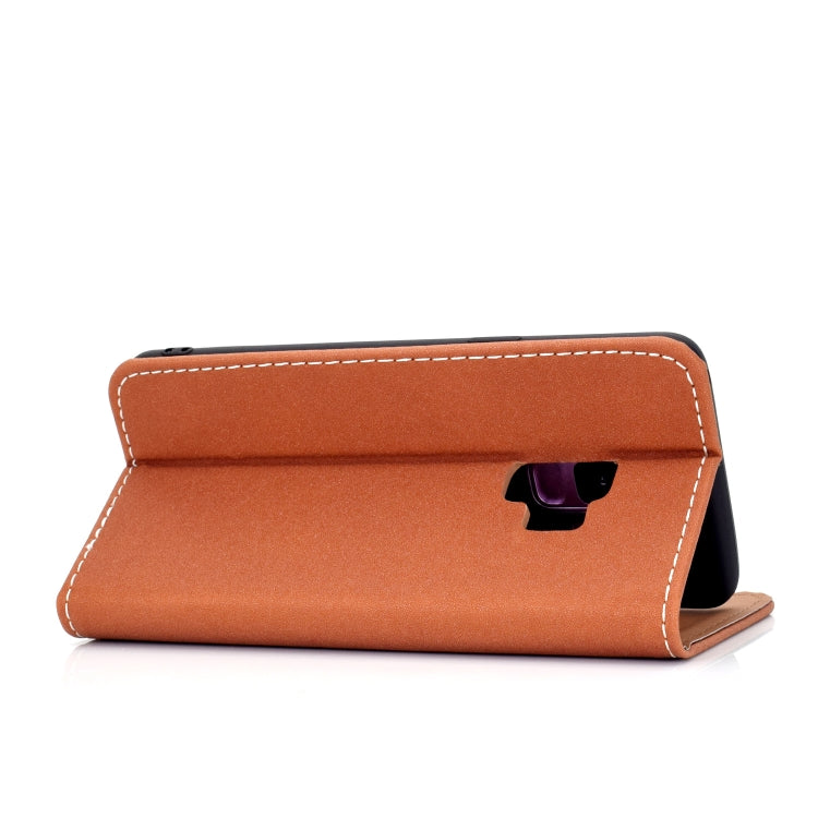 For Galaxy S9 Solid Color Frosted Magnetic Horizontal Flip Leather Case with Card Slots & Holder