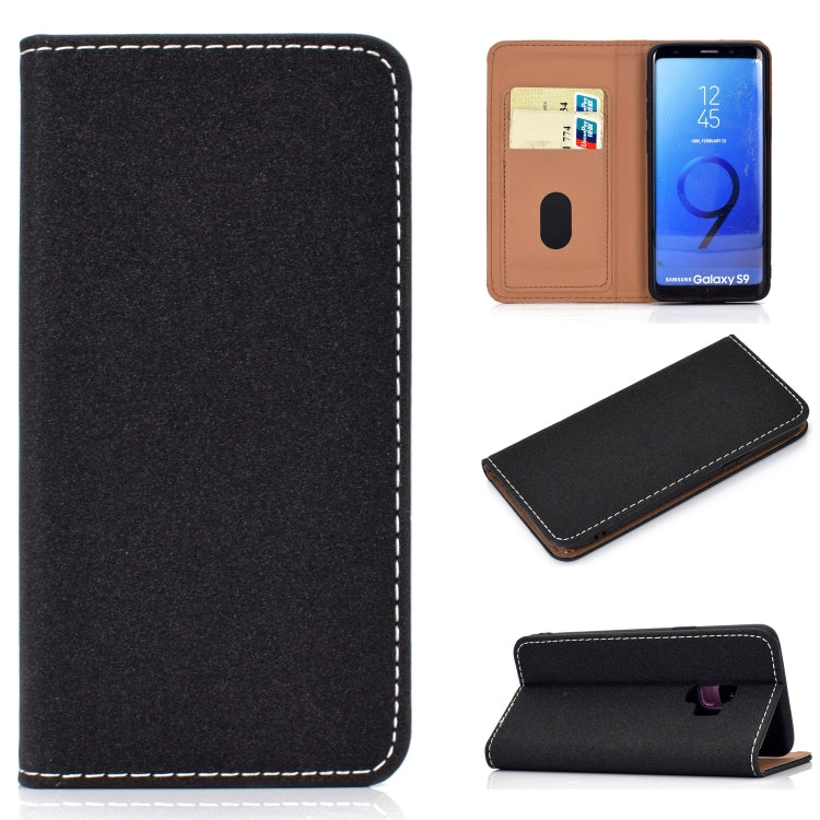 For Galaxy S9 Plus Solid Color Frosted Magnetic Horizontal Flip Leather Case with Card Slots & Holder