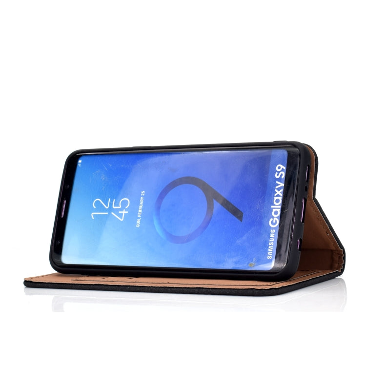 For Galaxy S9 Plus Solid Color Frosted Magnetic Horizontal Flip Leather Case with Card Slots & Holder