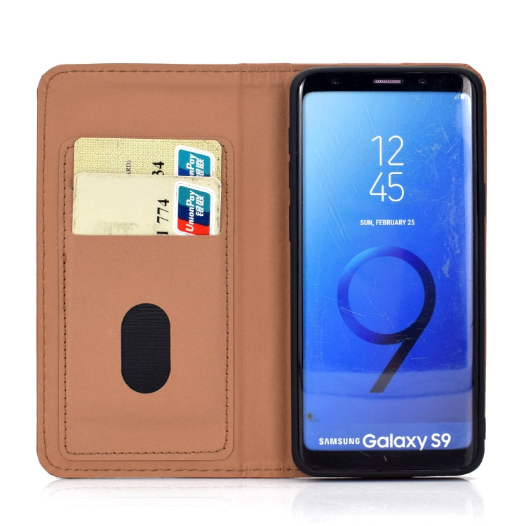 For Galaxy S9 Plus Solid Color Frosted Magnetic Horizontal Flip Leather Case with Card Slots & Holder