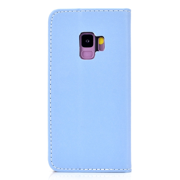 For Galaxy S9 Plus Solid Color Frosted Magnetic Horizontal Flip Leather Case with Card Slots & Holder