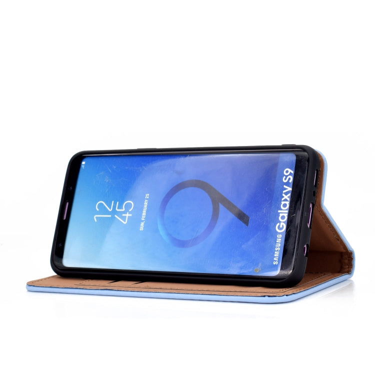 For Galaxy S9 Plus Solid Color Frosted Magnetic Horizontal Flip Leather Case with Card Slots & Holder