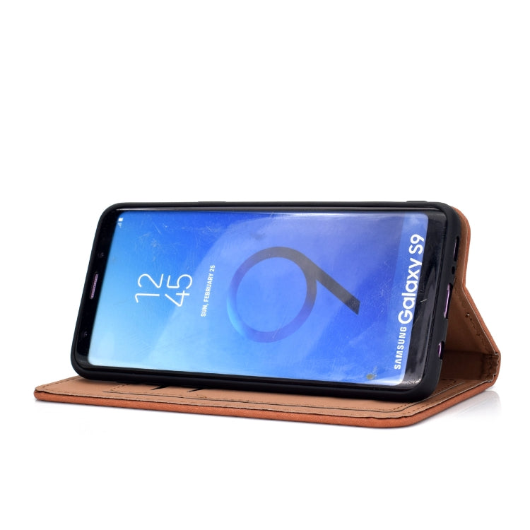 For Galaxy S9 Plus Solid Color Frosted Magnetic Horizontal Flip Leather Case with Card Slots & Holder