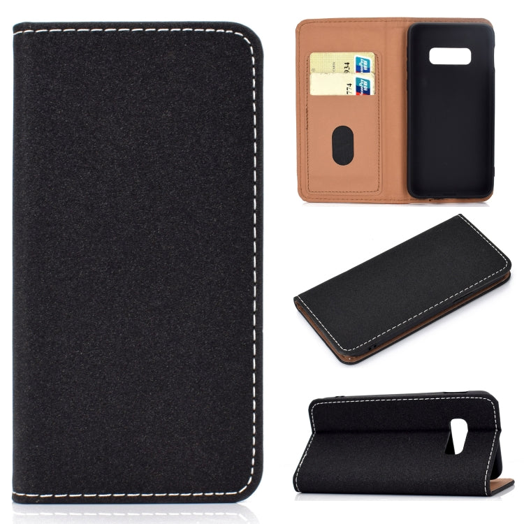 For Galaxy S10 Lite Solid Color Frosted Magnetic Horizontal Flip Leather Case with Card Slots & Holder