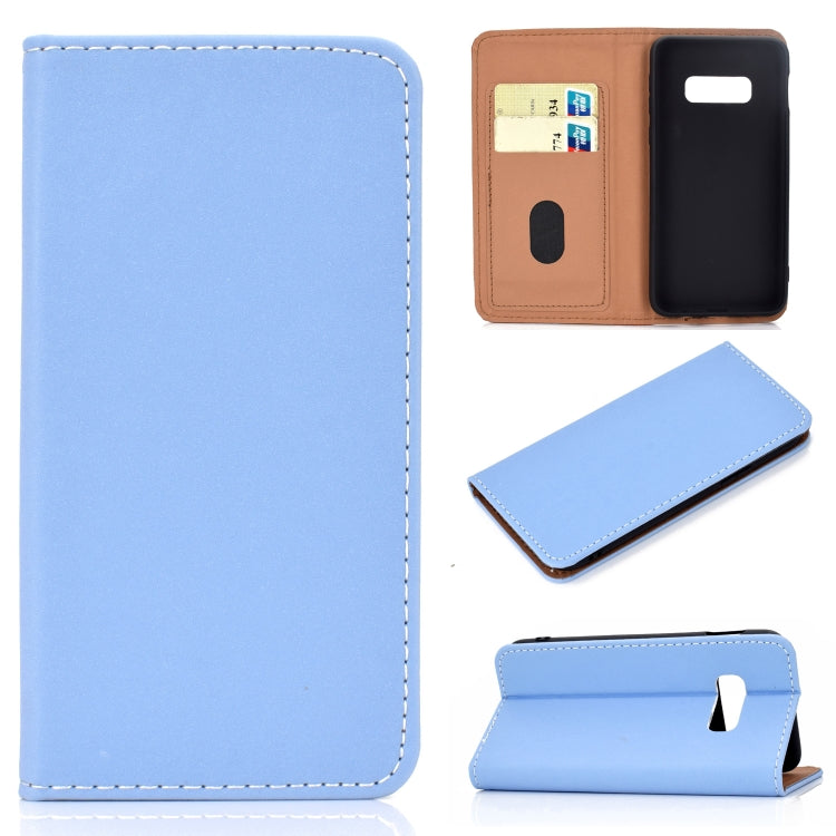 For Galaxy S10 Lite Solid Color Frosted Magnetic Horizontal Flip Leather Case with Card Slots & Holder
