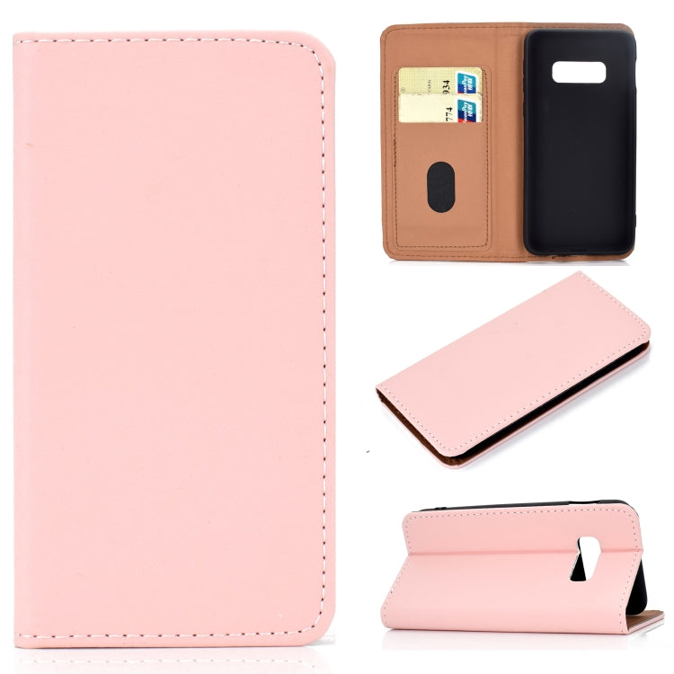 For Galaxy S10 Lite Solid Color Frosted Magnetic Horizontal Flip Leather Case with Card Slots & Holder