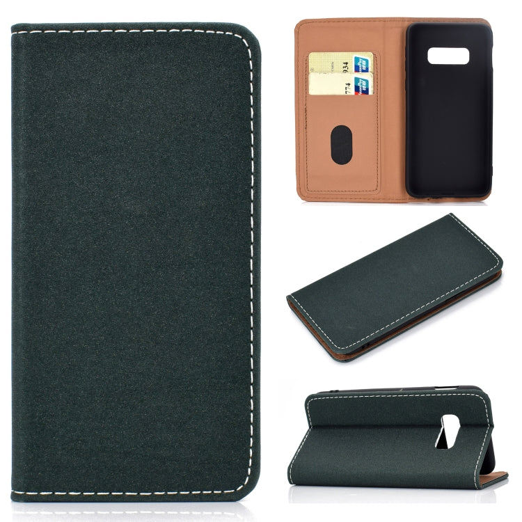 For Galaxy S10 Lite Solid Color Frosted Magnetic Horizontal Flip Leather Case with Card Slots & Holder