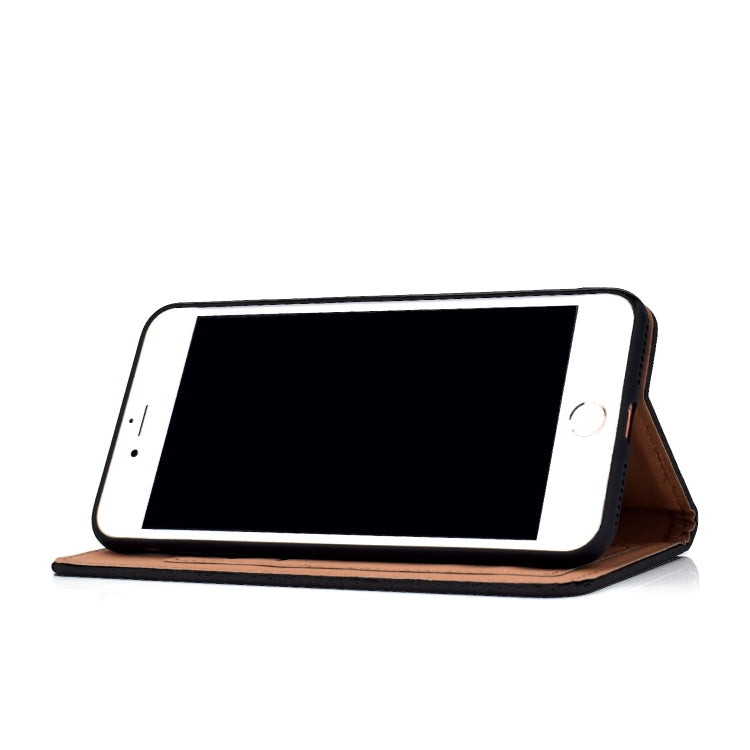 For iPhone SE 2022 / SE 2020 / 8 / 7 Solid Color Frosted Magnetic Horizontal Flip Leather Case with Card Slots & Holder