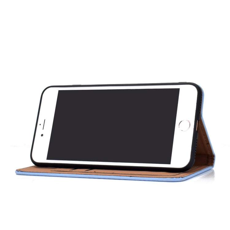 For iPhone SE 2022 / SE 2020 / 8 / 7 Solid Color Frosted Magnetic Horizontal Flip Leather Case with Card Slots & Holder