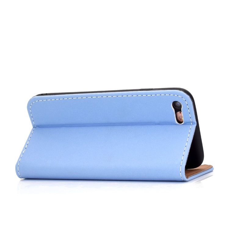 For iPhone SE 2022 / SE 2020 / 8 / 7 Solid Color Frosted Magnetic Horizontal Flip Leather Case with Card Slots & Holder