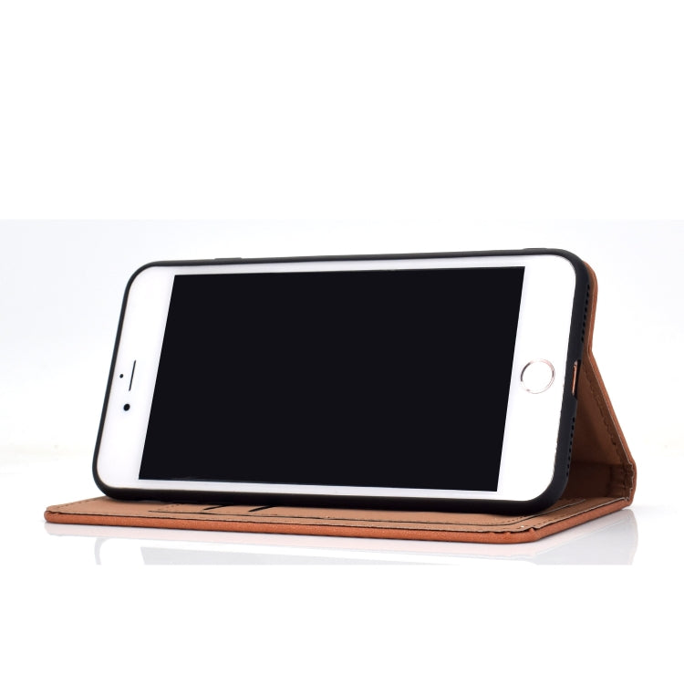 For iPhone SE 2022 / SE 2020 / 8 / 7 Solid Color Frosted Magnetic Horizontal Flip Leather Case with Card Slots & Holder