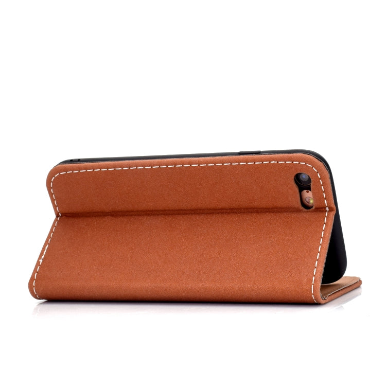 For iPhone SE 2022 / SE 2020 / 8 / 7 Solid Color Frosted Magnetic Horizontal Flip Leather Case with Card Slots & Holder