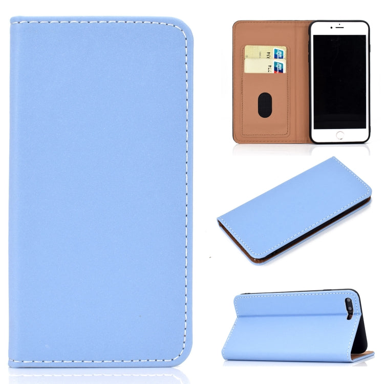 For iPhone 7 Plus / 8 Plus Solid Color Frosted Magnetic Horizontal Flip Leather Case with Card Slots & Holder