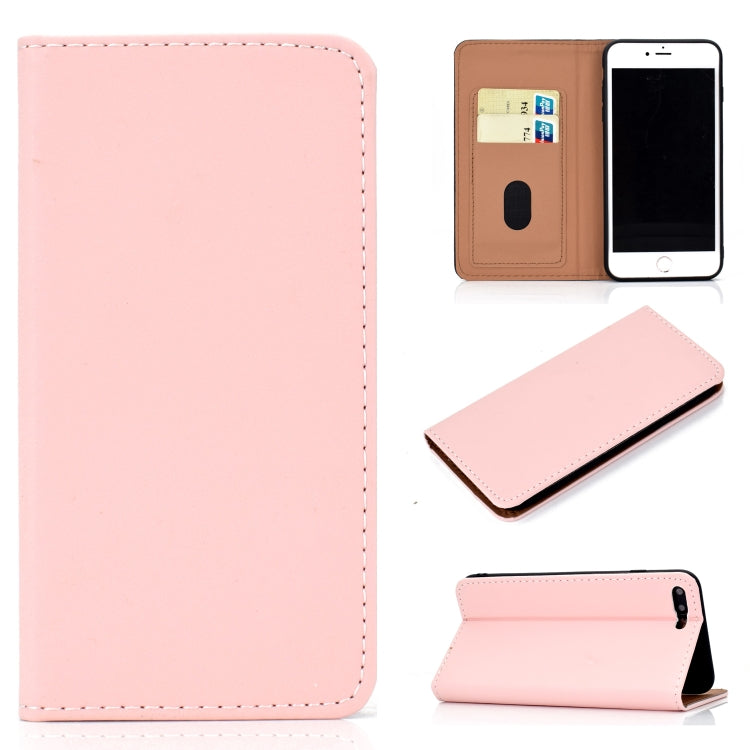 For iPhone 7 Plus / 8 Plus Solid Color Frosted Magnetic Horizontal Flip Leather Case with Card Slots & Holder