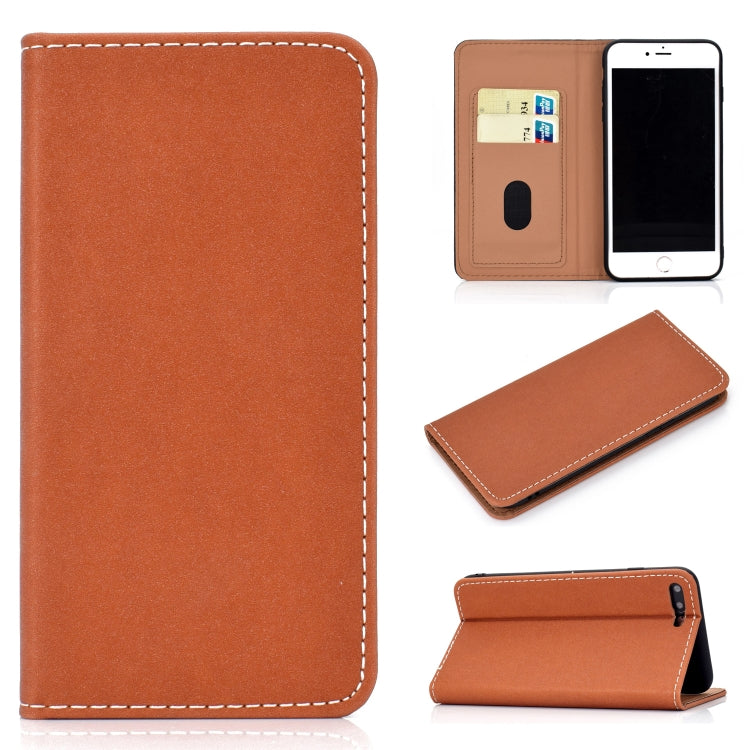 For iPhone 7 Plus / 8 Plus Solid Color Frosted Magnetic Horizontal Flip Leather Case with Card Slots & Holder
