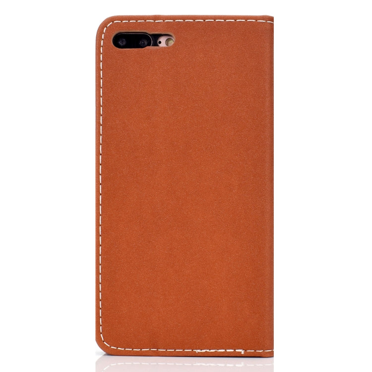 For iPhone 7 Plus / 8 Plus Solid Color Frosted Magnetic Horizontal Flip Leather Case with Card Slots & Holder