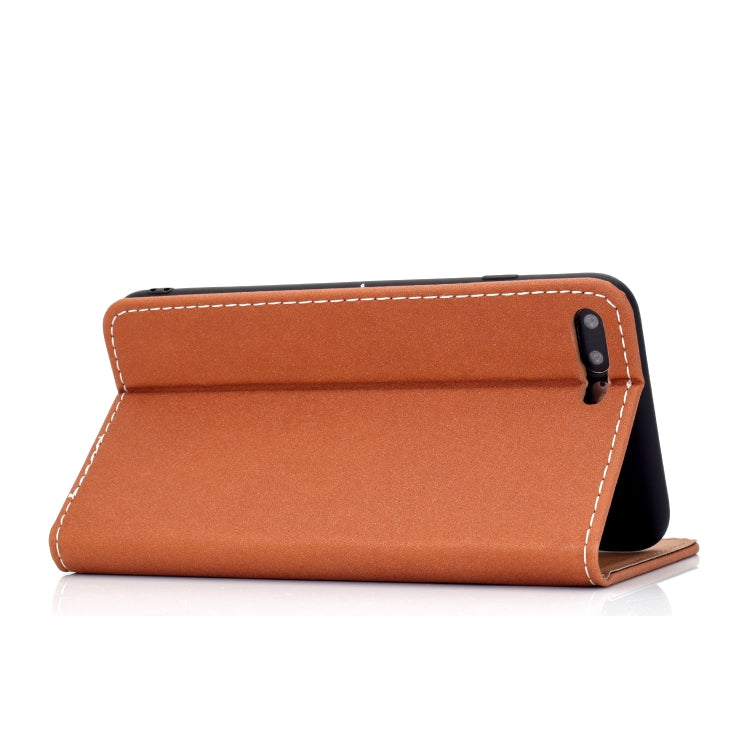For iPhone 7 Plus / 8 Plus Solid Color Frosted Magnetic Horizontal Flip Leather Case with Card Slots & Holder