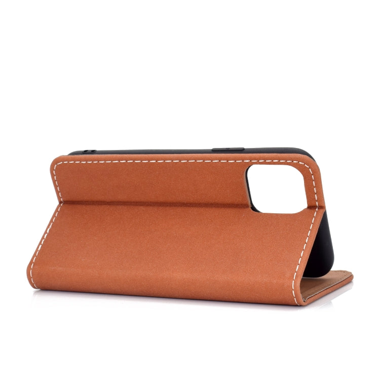 For iPhone 11 Pro Max Solid Color Frosted Magnetic Horizontal Flip Leather Case with Card Slots & Holder